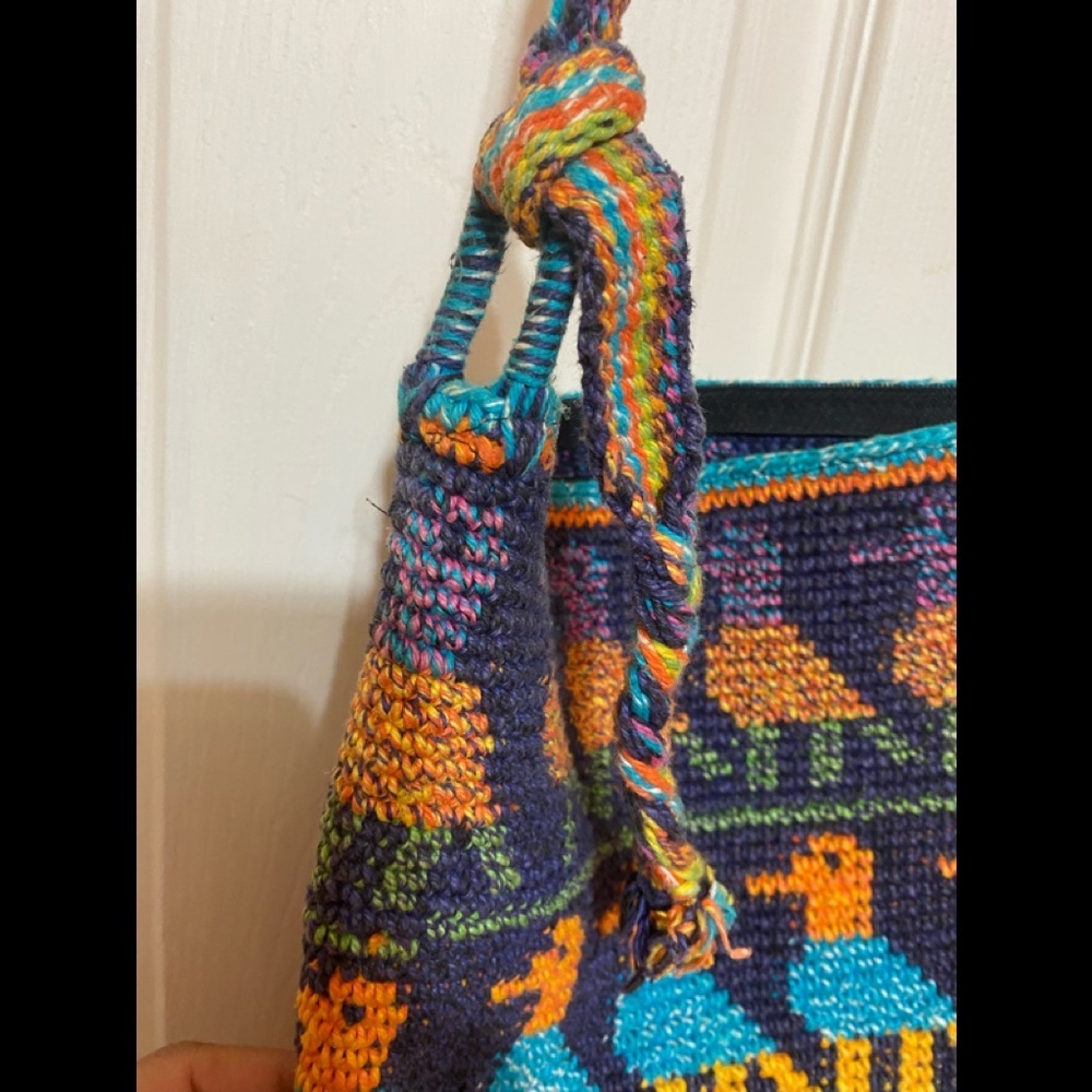 Handmade hobo purse crossbody knitted crochet 12x12 - Picture 7 of 10